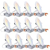 12 Pack 6 Inch 5CCT Ultra-Thin LED Recessed Ceiling Light with Junction Box,...