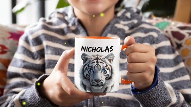 Amazon.com: Personalized Name White Tiger Accent Ceramic Mug 11 Oz