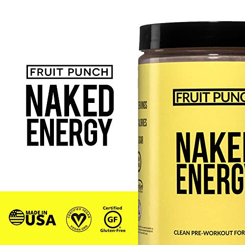 Fruit Punch Naked Energy – Fruit Punch Flavored All Natural Pre Workout Supplement for Men and Women, Vegan Friendly, No Added Sweeteners, Colors or Flavors – 30 Servings