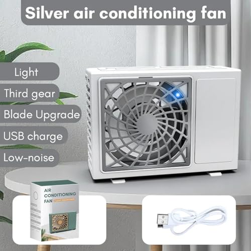 Image of Spiaty Air Conditioner USB Rechargeable Handheld Mini Fan Outdoor Portable Small Electric Fan, White