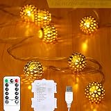 Anlaibao Moroccan String Lights, 17ft 30 LED Big Metal Globe Lights with Remote Timer,Indoor Outdoor