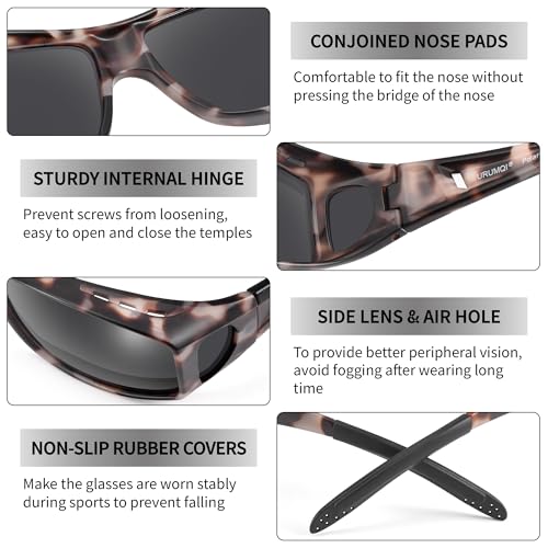 Image of URUMQI Polarized Sunglasses Fit Over Glasses for Men Women, Wraparound Sun Glasses UV400 Protection for Driving Fishing