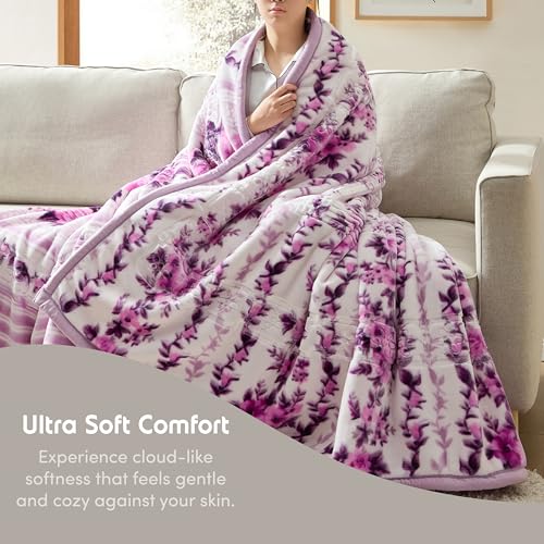Image of Nestl Korean Mink Blanket Queen Size - 9 Lbs Velvet Fleece Korean Blanket - 2 Ply Warm & Thick Winter Blanket - Wrinkle & Fade Resistant - 79 x 94 Inches (Lvender)