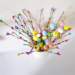 33pcs Artificial Easter Spray Vine with Pastel Easter Eggs and Berries - Decorative Spring Floral Stems - Easter Egg Twig Branches for Floral Arrangement - Centerpiece Wreath Decoration 33pcs Artificial Easter Spray Vine with Pastel Easter Eggs and Berries Decorative Spring Floral Stems Easter Egg Twig Branches for Floral Arrangement Centerpiece Wreath Decoration