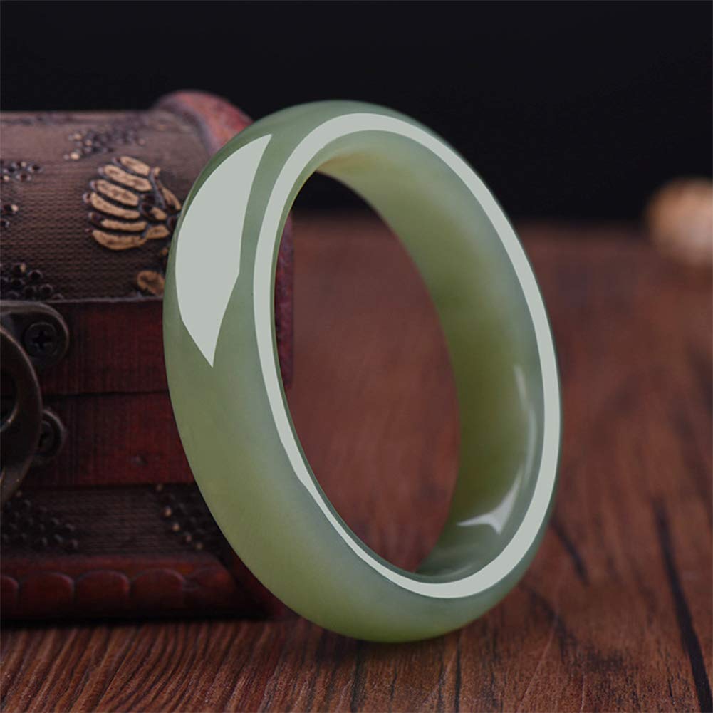 Brazalete de Jade Verde Natural Pulsera Hecha a Mano de Jade Pulido Accesorios de Joyería de Encanto de Mujer, Grado A,58mm