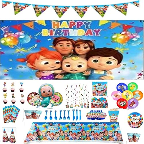 Generic amazon basic Coco Melon Supplies For Birthday Party (Pack of 154 Pieces)
