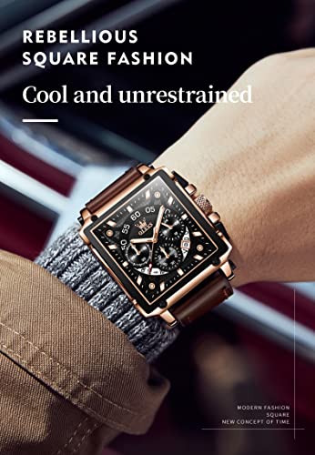 Image of OLEVS Square Watches for Men Chronograph Fashion Business Watch Luminous Waterproof Casual Wrist Watches