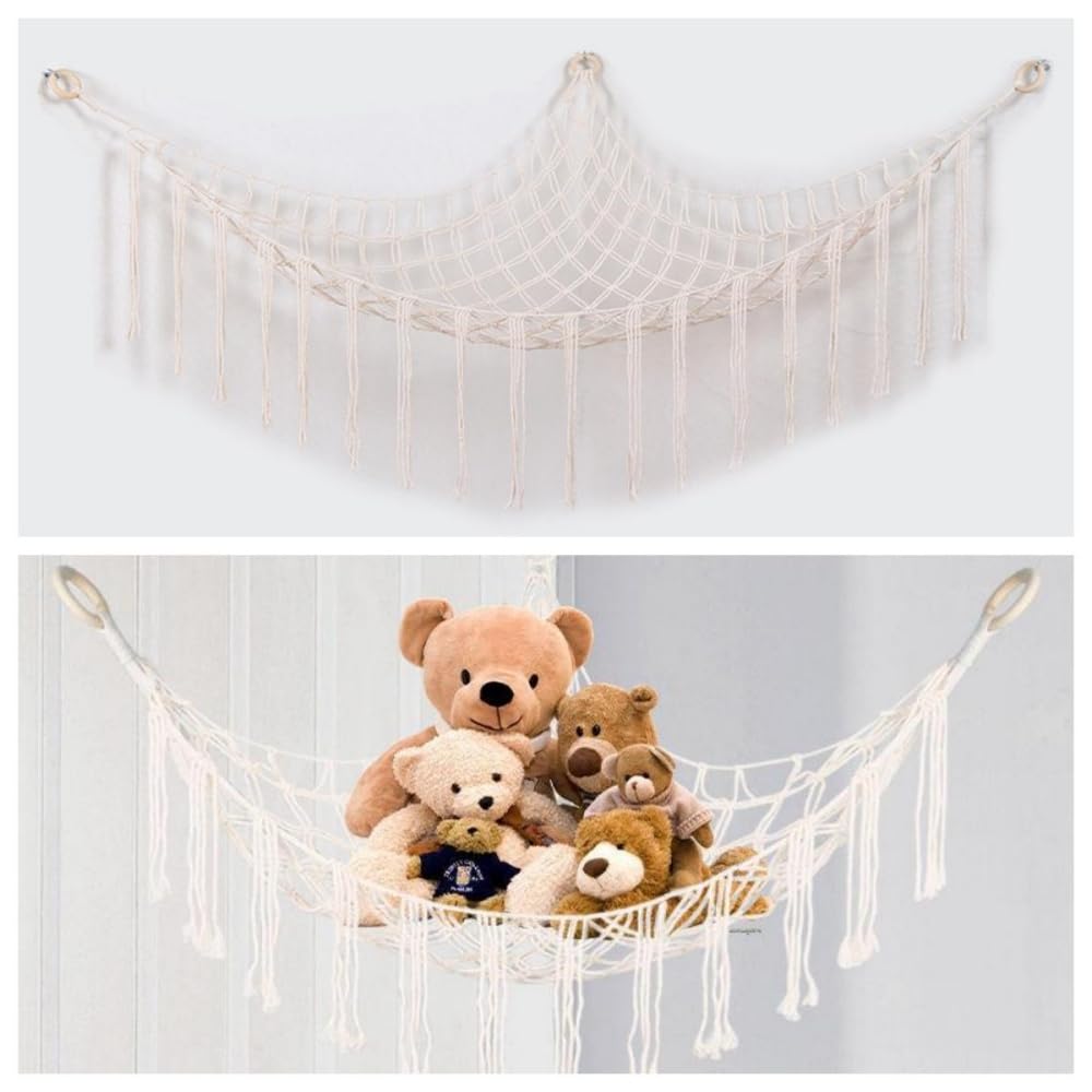 Hamac de Rangement pour Peluches, Sac en Filet Suspendu pour Jouets