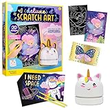 Creativity for Kids Deluxe Scratch Art Kit: Unicorn Birthday Gifts for Girls, Rainbow Scratch Art, Arts and Crafts for Kids, Kids Craft Activities with Vacuum, Christmas Gift (Ages 6+)