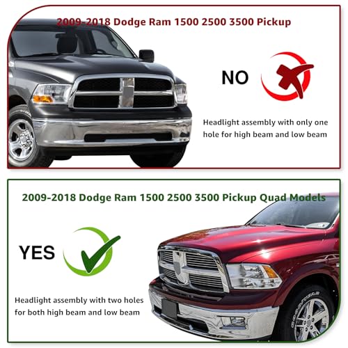 2009-2018 Ram 1500 2500 3500 Black Housing Headlights Replacement - Image 5