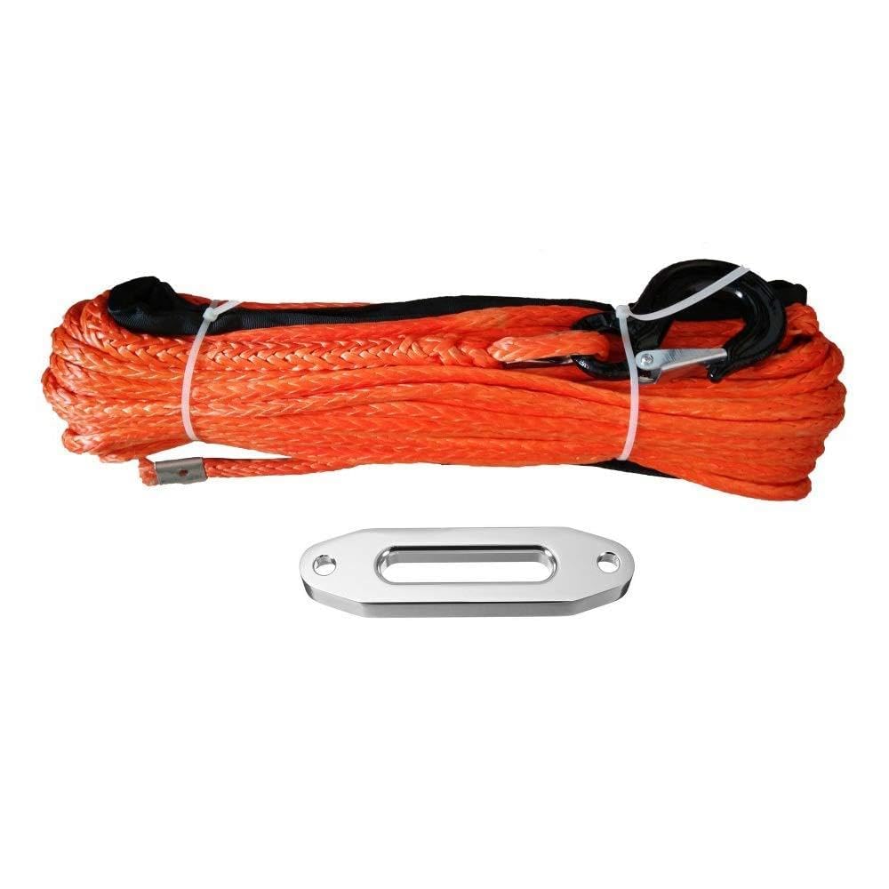 Winch Rope, 12mm X 30m Winch Rope/Line with Hook 12000lbs Hawse Fairlead for 4wd ATV Utv Off Road(Oranje)