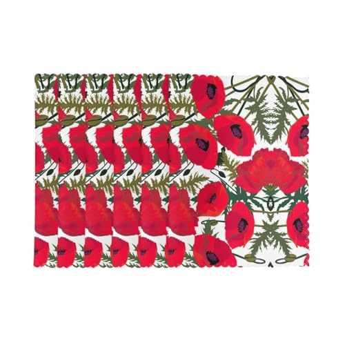 Sets de table anti-tache polyester coquelicot pour préserver vos tables en bois