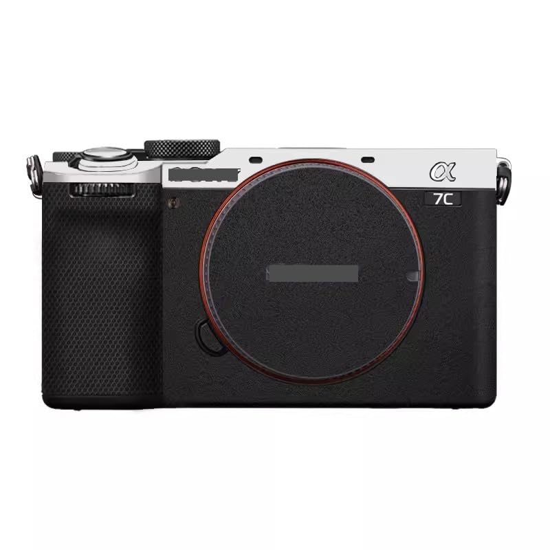 Camera Skin Wrap A7C2 Anti-Scratch Sticker Coat Vinly Protective Film Body Protector Decals Cover for Sony A7CR A7C II (Silver+Frosted Black)