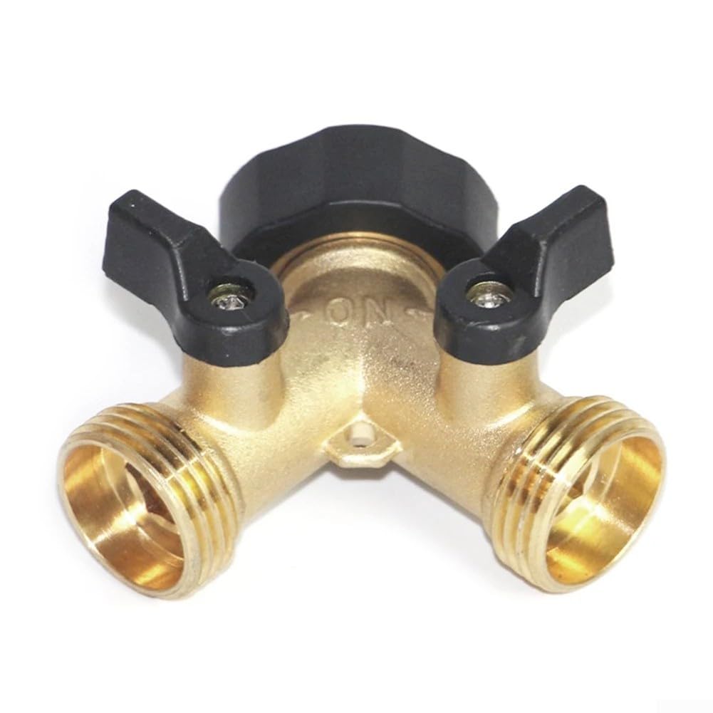 Splitter per tubo flessibile in ottone a 2 vie, collettore valvola a Y, controllo indipendente, doppio connettore per rubinetto dell'acqua, con