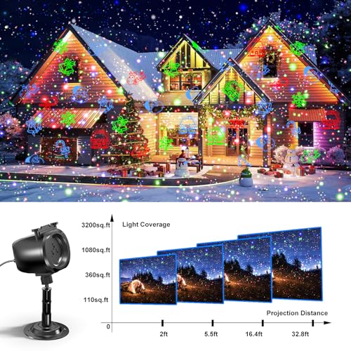 Image of Christmas Laser Projector Light Outdoor, RGB 3 Colors Laser Lights with 24 Patterns, IP65 Waterproof Star Projector Firefly Moving Lights Show Decor for Garden Yard Christmas Halloween Holiday Party