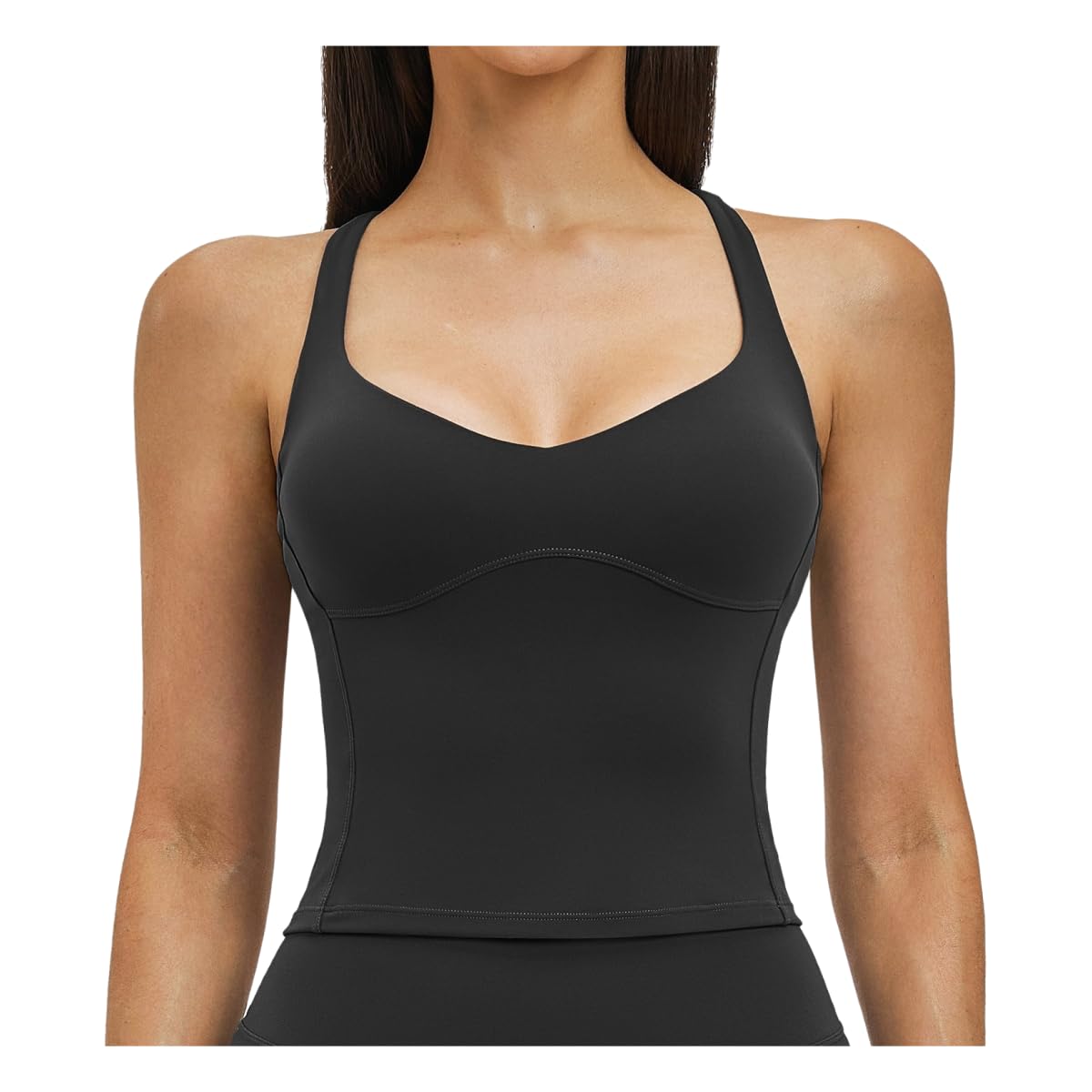 Top fitness femme sous-vêtement de sport noir M avec gilet de yoga antichoc