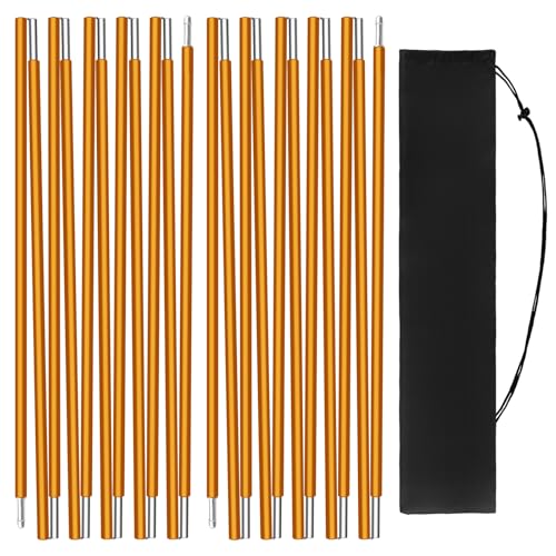 wiipara Zeltstangen 2 Stück Camping Ersatzstangen für Zelte, 3,6 M Outdoor-Stützstangen Universale Zeltgestänge Ersatzgestänge mit Tasche Kompakt für Camping, Wandern Rucksackreisen (3,6m / Gold)