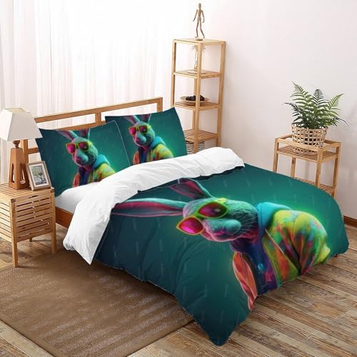 Housse de couette double microfibre 200x200 anti-plis fille