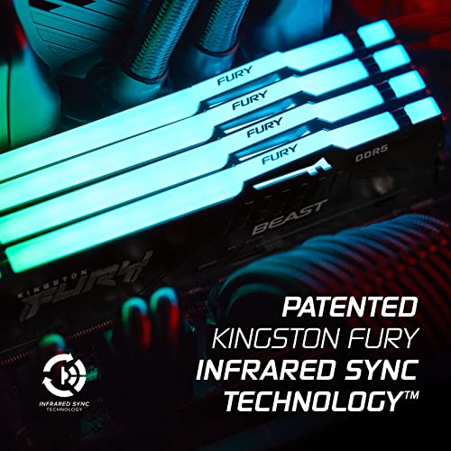 Image of Kingston FURY Beast RGB White 128GB (4x32GB) 5600MT /s CL40 DDR5 XMP DIMM | Overclocking | Intel XMP 3.0 | Kit of 4 | KF556C40BWAK4-128