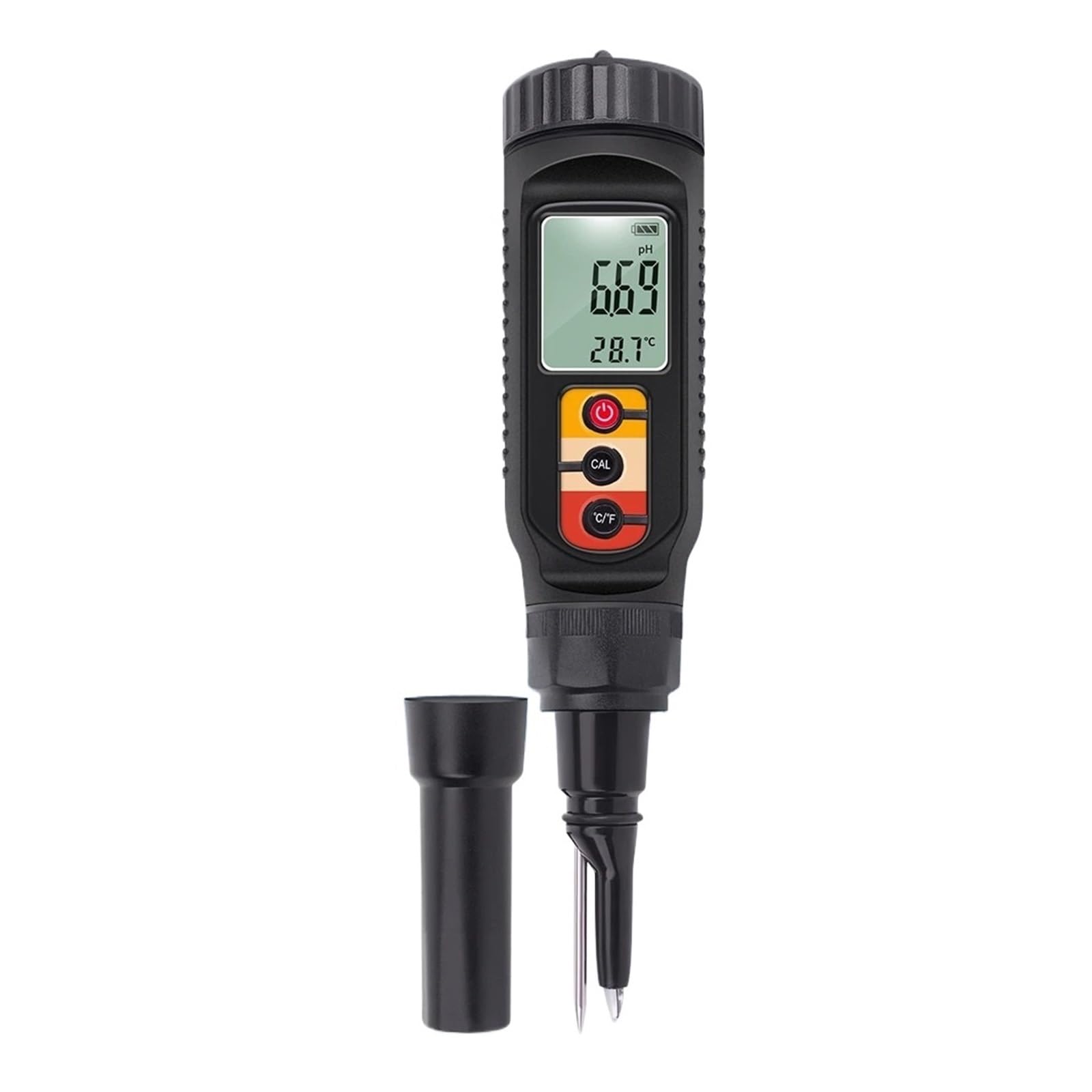 Mzzyg One Color Digital Food Ph Meter 0.00~14.00 Ph Temp Acidity Tester Dough Soil Ph Detector For Meat Cheese Bread Fruit Water Analyzer Meter Accurate Measurement