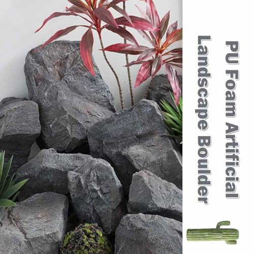 Faux Rock Cover, Artificial Landscape Boulder for Outdoor Decor - Lightweight PU Foam Decorative Rock to Hide Well Pumps, Pipe Vents, Sprinklers and Utilities(33x23x23m)