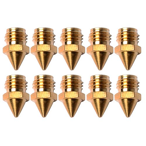Lysee 3D Printer Parts & Accessories - 3D Printer Accessories, 0.4mm Brass Nozzle Head, Suitable for A10M A20M A30M A10T A20T (10 Pack) - (Color: Gold)