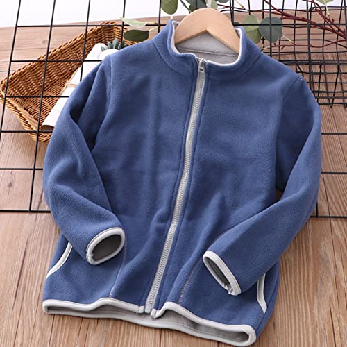 Kids Fall Jacket Toddler Boys Girls Long Sleeve Winter Solid Fleece Zipper Coat Jacket Thicken Warm (Grey, 2-3 Years)3