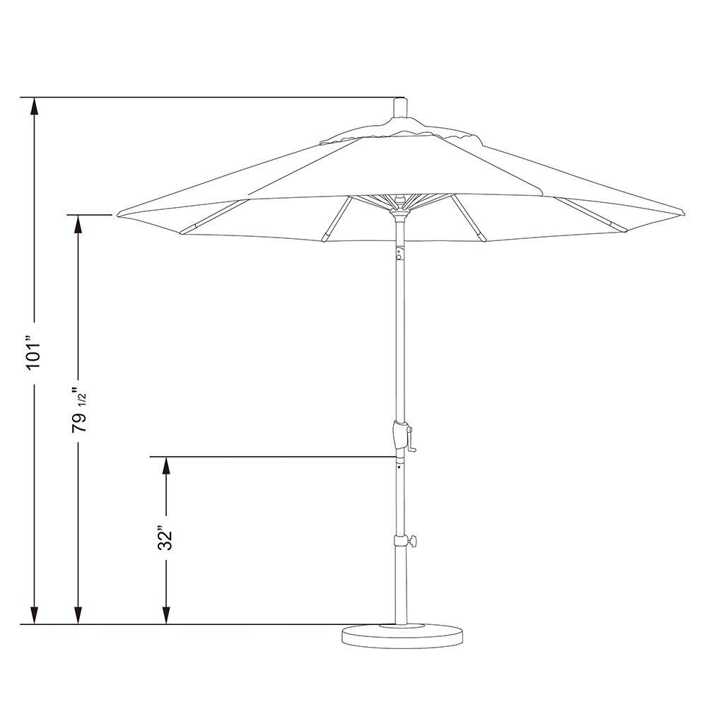 California Umbrella 9' Round Aluminum Patio Umbrella, Crank Lift, Push Button Tilt, Bronze Pole, 4-Year Non-Fading Fabric, Brick