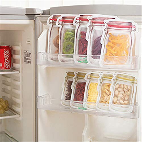 Mason Jar Bottles Bags, 21Pieces Reusable Food Saver Storage Bags Snacks Zipper Sealed Bags Fresh Bags