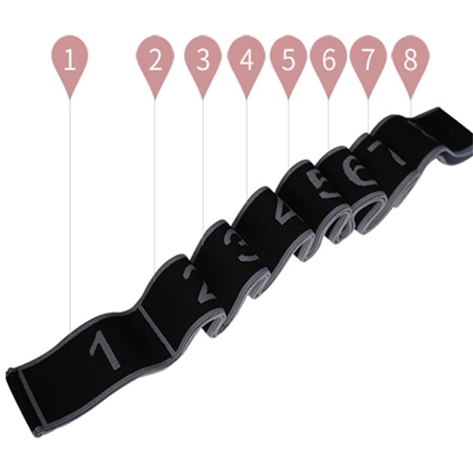 Fitness Widerstandsband für Stretching und Yoga, 8 Schlaufen Gummiband für Flexibilität und Krafttraining, ideal für Pilates und Ganzkörpertraining