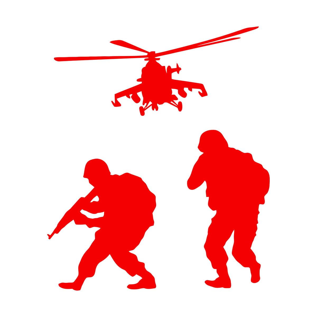 Wall Decals Paster Paper Soldiers Helicopters Army Air Force Military War Aviation 81x97.2cm Self Adhesive Extra Large red