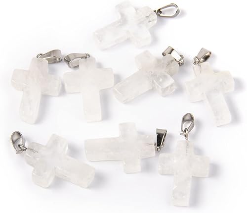 Miniatura 5 de Cadikez 12PCS Natural Stone Cross Pendant, Healing Crystal Quartz Chakra Reiki Gemstone Pendants Charms Bulk for DIY Necklace Jewelry Making