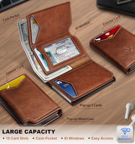 BULLIANT Men Slim Leather Wallet Metal Case Money Clip-Magnetic Closure - image 3