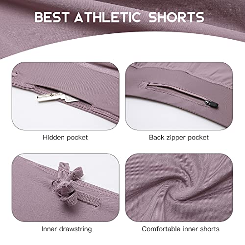 Vutru Women's 2 In 1 Running Shorts Quick Dry Workout Athletic Shorts With Liner Back Pockets Pink Medium #TOP4