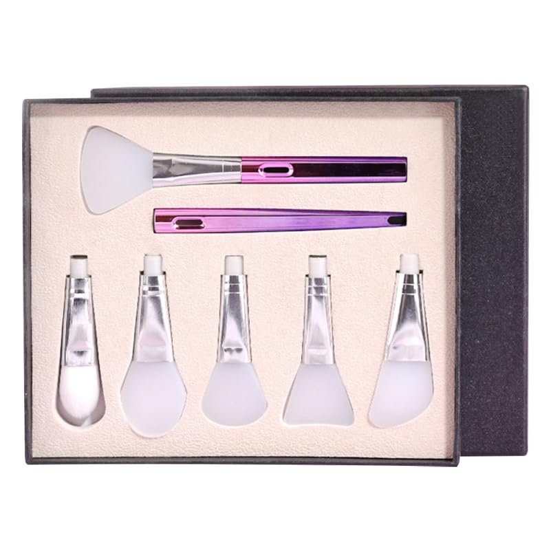 Ipetboom 1 juego de pinceles de mascarilla, maquillaje para el cuidado de la piel, productos faciales, cepillo para cejas, mascarilla facial, mascarilla para poros, pincel para mascarilla, violeta