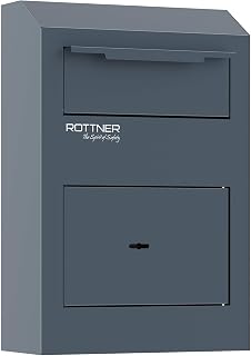 Rottner Samuel Einwurftresor Schwarz HxBxT 380x250x115 mm Doppelbartschloss 2 Schlüssel Rückholsperre Befestigungsmaterial