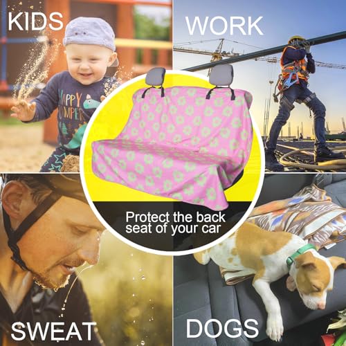 Image of Back Seat Cover for Car Trucks Van SUV Jeep,Waterproof Rear Bench Towel Seat Covers for Dogs and Kids,Automotive Backseat Protector (Flower and Pink)