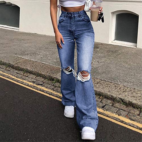 MCILLO Jeans for Teen Girls Casual Wide Leg Jeans Vintage Flare Jeans Denim Pants with Hole Mid Waist Ankle Jeans2