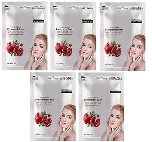 MOND'SUB Pomegranate Facial Mask Sheets with Fruit Extract (Pack of 5 x 25g)