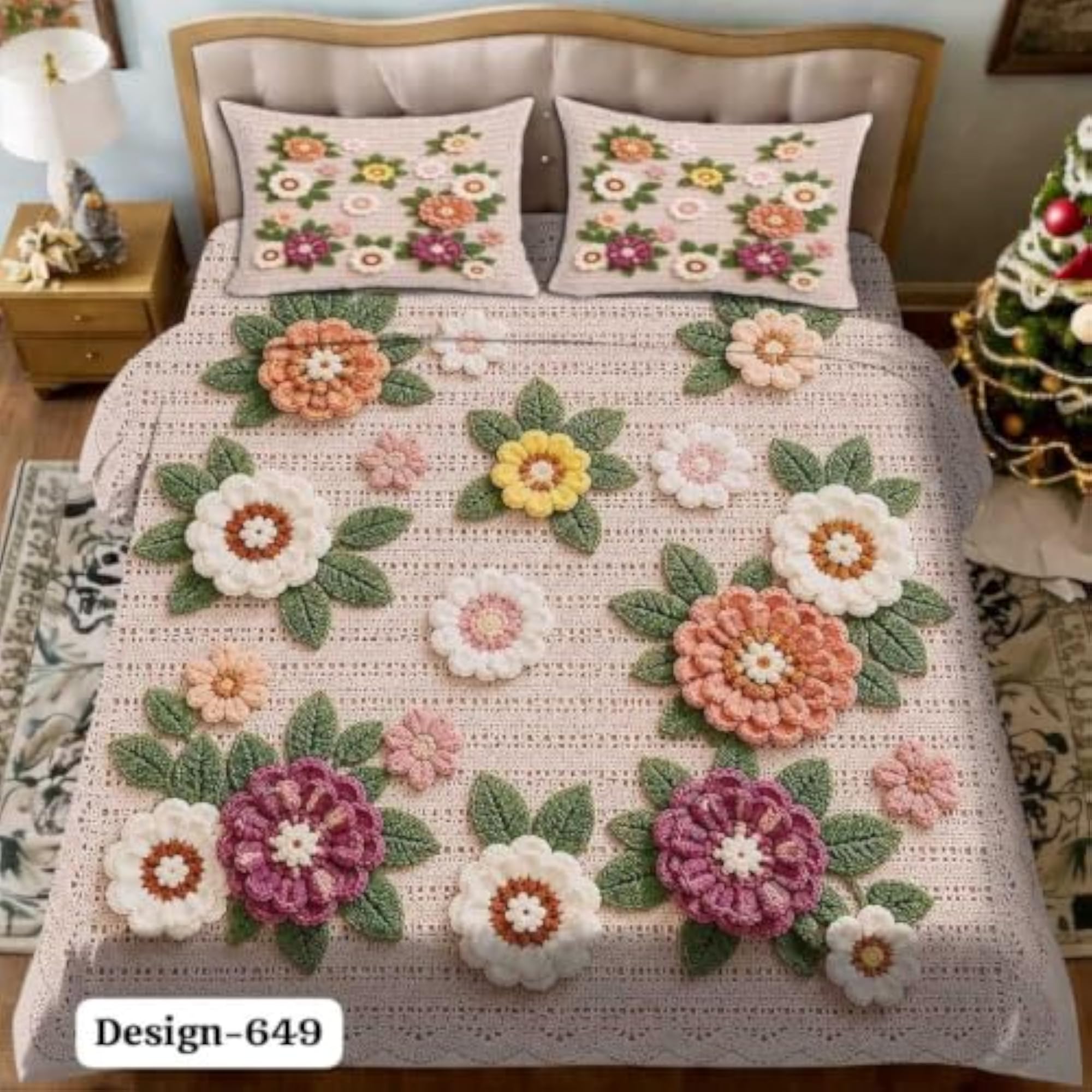 Microfiber King Flat 210 TC Digital Bedsheet with 2 Pillow Covers