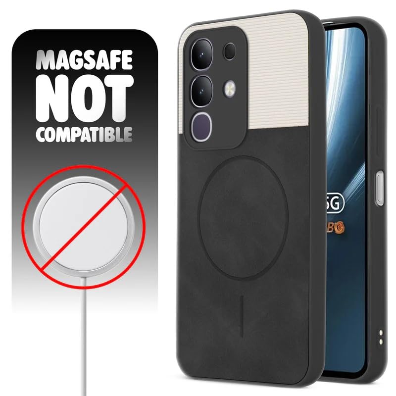 Image of Bintage case Dual-Leather Macc-Safe Design Phone Case| Soft Touch Finish | Full Camera Protectection Back Cover Compatible for iQOO I2404 / Z10x 5G - White & Black