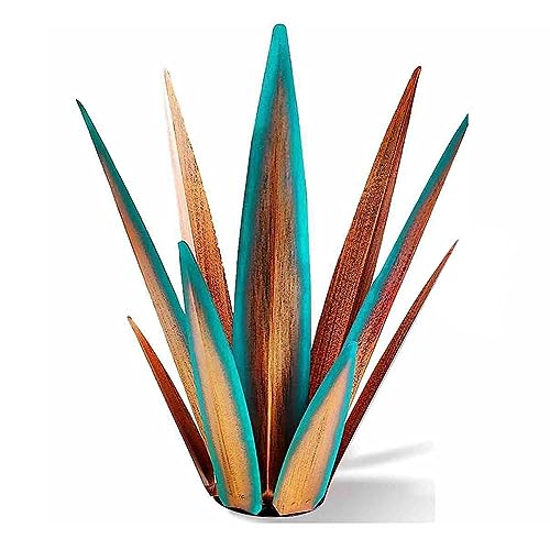 ISTOVO Grande Sculpture Rustique En Métal Agave Plantes Fit pour Extérieur Patio Yard, Décor Peint À La Main 55cm
