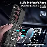 LeYi Armour Case for Samsung Galaxy S23 Ultra with Camera Lens Slide, Military Grade Protective Shockproof Rugged Phone Cover with Ring Stand Holder | Camera Protection | Rotatable Kickstand Black - Image 6