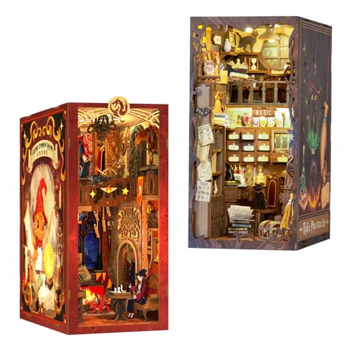 CUTEBEE DIY Book Nook Kit for Adult (Magic Pharmacist + Flame Common Room), Miniature House Kit...
