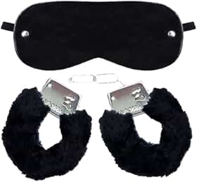 Kit Sado Algema Sexual Metal Pelúcia + Venda Tapa Olhos