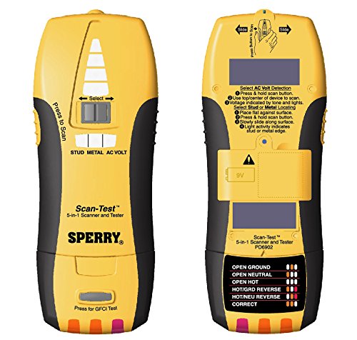 Sperry Instruments PD6902 5-In-1 Multi-Scanner & Electrical Tester, 120V AC, Stud Finder, Metal Scanner, Non-Contact AC Voltage Detection, GFCI Test Functionality, Audio & Visual Indication, 2 Pc. Kit - Thumbnail 2