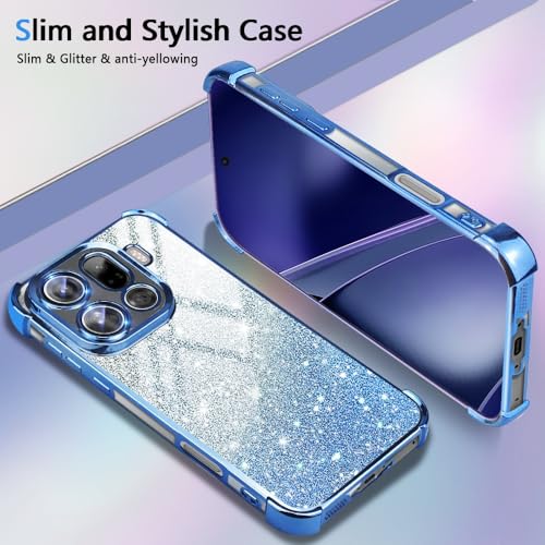 BEEJTUNY Etui do Xiaomi Redmi Note 15 Pro+ Plus/Poco M8 Pro, przezroczyste etui z kartą z brokatem, etui ochronne, odporne na wstrząsy z ochroną soczewek. Niebieski