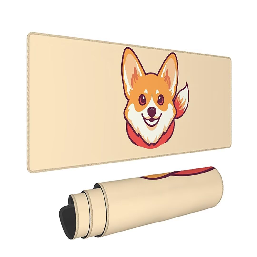 Podkładka pod mysz XXL, zwierzęta, duża gamingowa podkładka pod mysz 1600 x 800 x 3 mm, pomarańczowa podkładka pod mysz ze szwami na krawędziach, ponadwymiarowa, antypoślizgowa gumowa podkładka pod