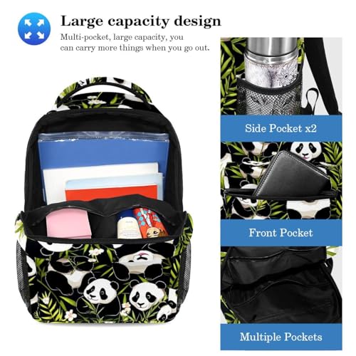 Sac à dos panda avec trousse ensemble d'école multicolore pour ado