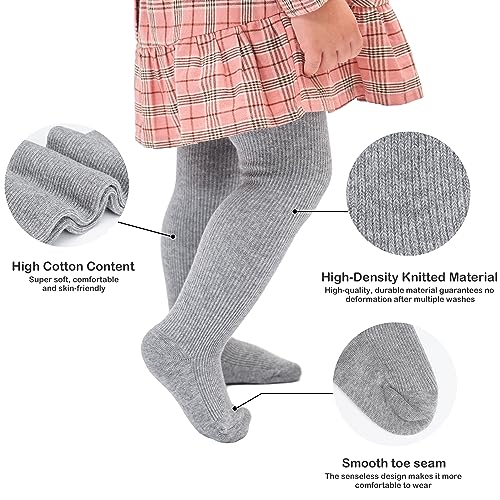 Image of Stelle Toddler Girls Tights Baby Cable Knit Stockings Thick Cotton Legging | Thick Cotton Legging, Winter Warm Pantyhose, Footed, Thermal, Ribbed, Sweater Panty Hose, Under Dress, 3 Pairs, 12-18 Months